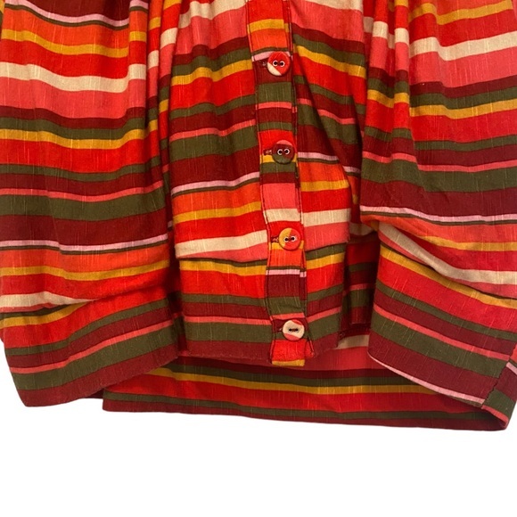 BCBGeneration Orange Green Striped Short Sleeve Crip Top Sz XL NWOT - Picture 4 of 7